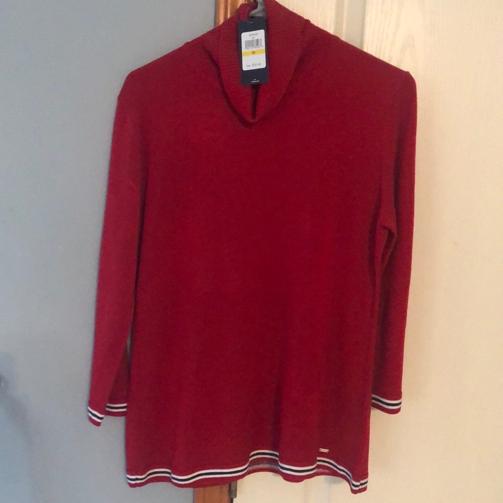 Red turtle neck sweater